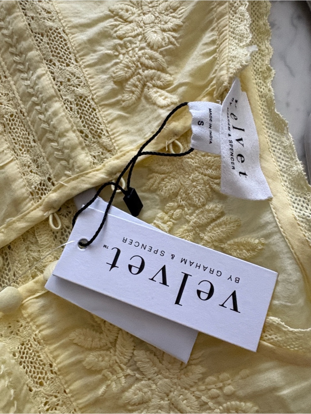 Velvet by Graham & Spencer Embroidered Byrdie Blouse in Butter Yellow - Picture 11 of 12